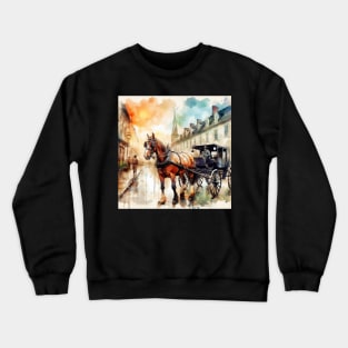 Artist illustration of an idealist town from the horse and buggy days. Crewneck Sweatshirt